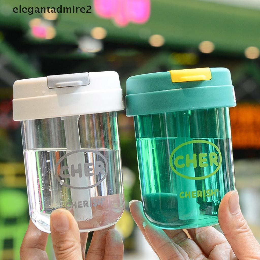 Bình Nước Nhựa Mini 300ml Kèm Ống Hút Dễ Thương Có Thể Tái Sử Dụng