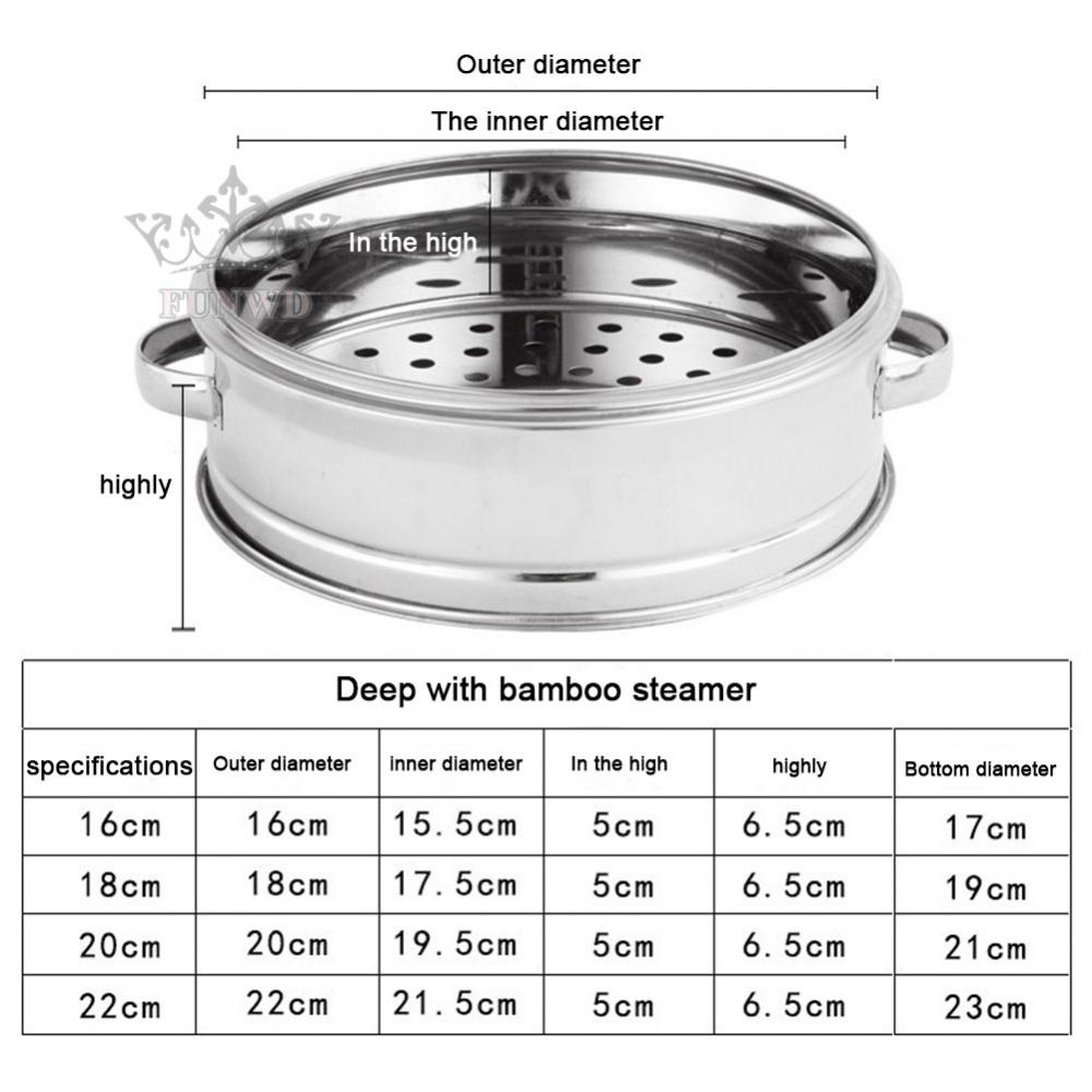 【FUNWD】Stainless Steel Steamer Hot Pot Steam Food Steaming Tray Kitchen Cookware high quality