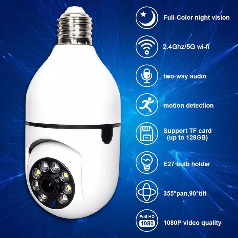 Camera Ip Không Dây Xoay 360 Độ Phân Giải 1080P Hd Với Bóng Đèn Yoosee Ptz E27 Phù Hợp Với Camera An Ninh Nhìn Đêm Full Hd Heby1 heby1