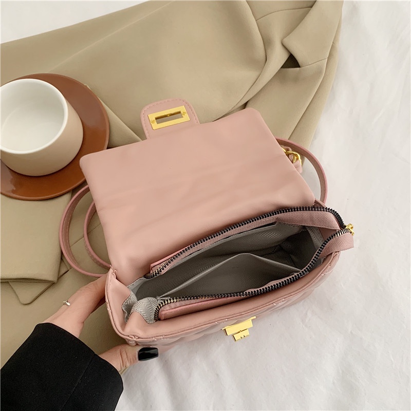 Túi Đeo Vai Hình Vuông Cỡ Nhỏ Phối Dây Đeo Sợi Xích Thời Trang Cho Nữ