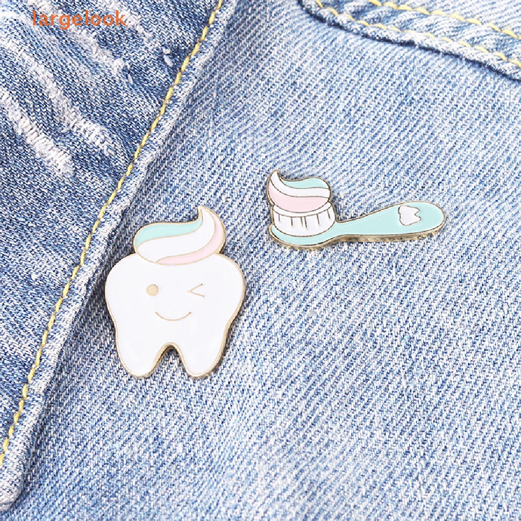 [Biglook] Ghim Cài Áo Hình Răng Và Bàn Chải Tráng Men Hình Mặt Cười Wink