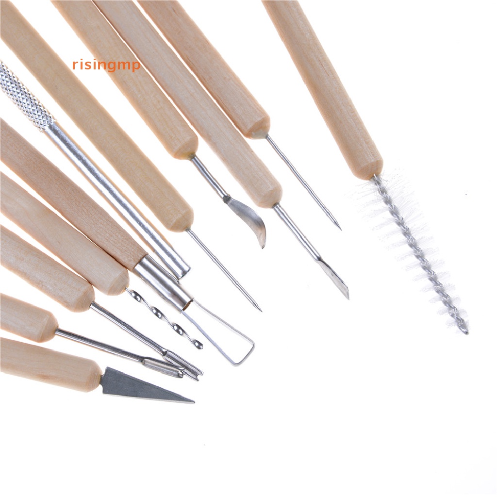 Bộ 11 Dụng Cụ Điêu Khắc Đất Sét Cán Gỗ