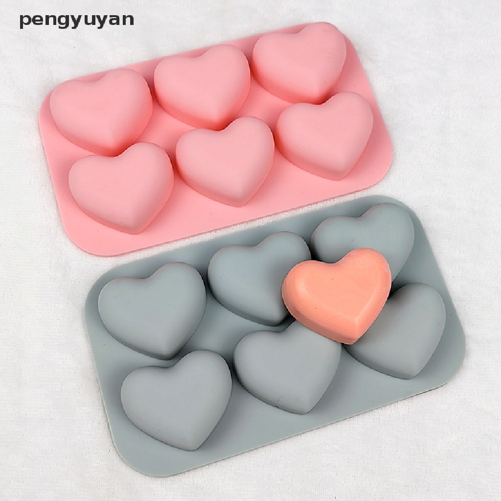 Khuôn Silicone Làm Bánh 6 Ô Hình Trái Tim