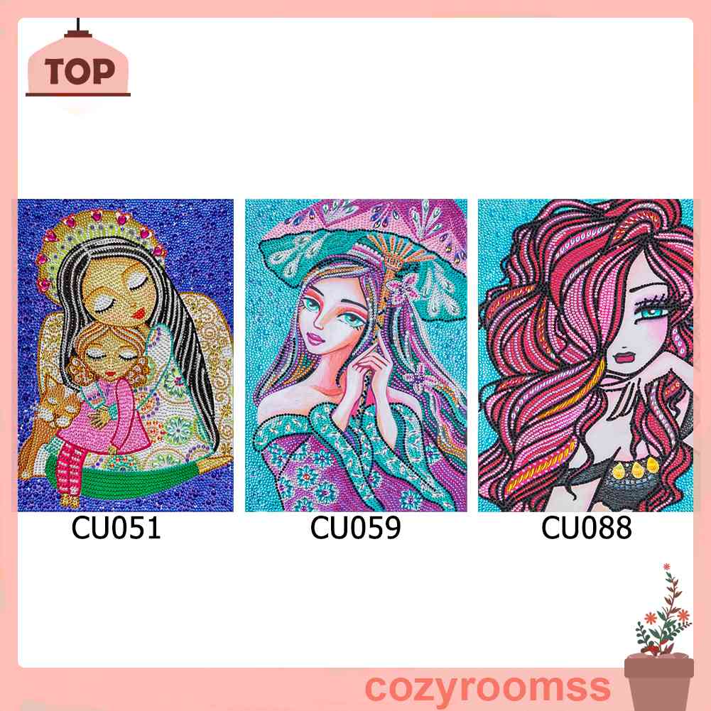 Tranh Đính Đá Kim Cương Toàn Bộ Hình Vẽ Cô Gái DIY