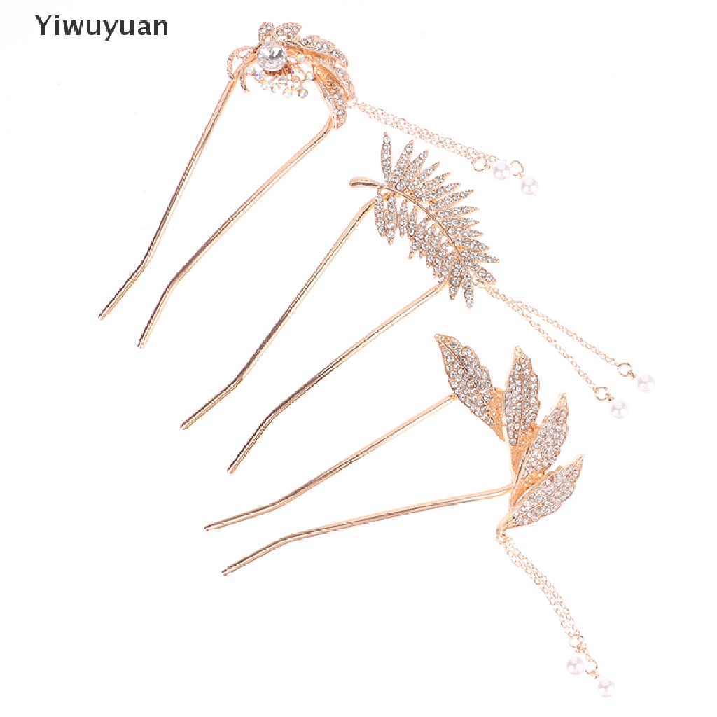 < Yiwuyuan > Kẹp Tóc Hợp Kim Hình Chữ U Đính Ngọc Trai Thanh Lịch Thời Trang Cho Nữ