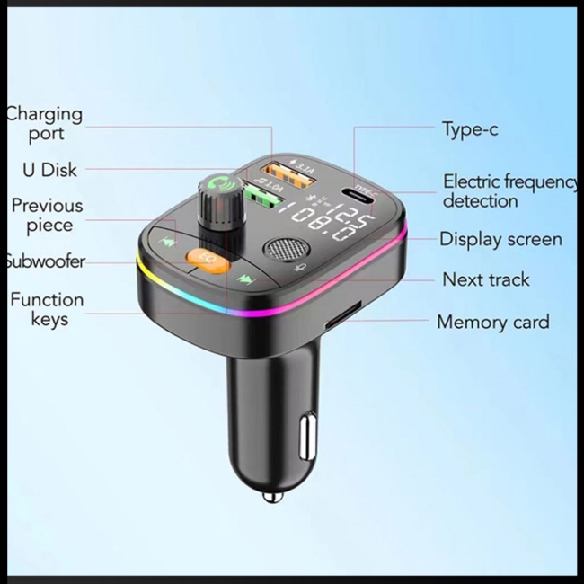 Tẩu Sạc Xe Hơi Zevaret Bluetooth 5.0 FM Không Dây PD 20W Sạc Nhanh Hai Cổng Usb Màn Hình Hiển Thị Kép