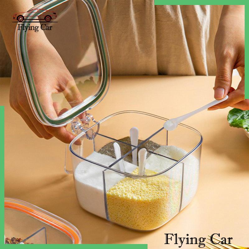 Hộp Đựng Gia Vị 4 Ngăn Có Nắp Đậy Tiện Dụng