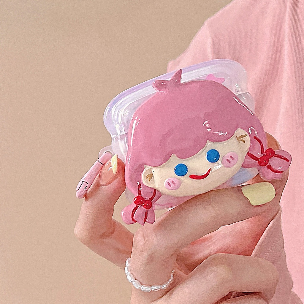 Vỏ Bảo Vệ Hộp Sạc Tai Nghe Bluetooth Không Dây AirPods 3 1 / 2 PRO 2 2022 Bằng Silicon TPU Mềm Trong Suốt Hình Búp Bê Hoạt Hình 3D