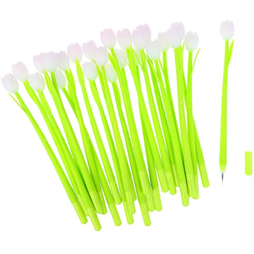 12 Bút bi mực gel đen 0.5mm hình hoa tulip đổi màu mới lạ cho gia đình/ văn phòng/ trường học/ bữa tiệc/ trẻ em