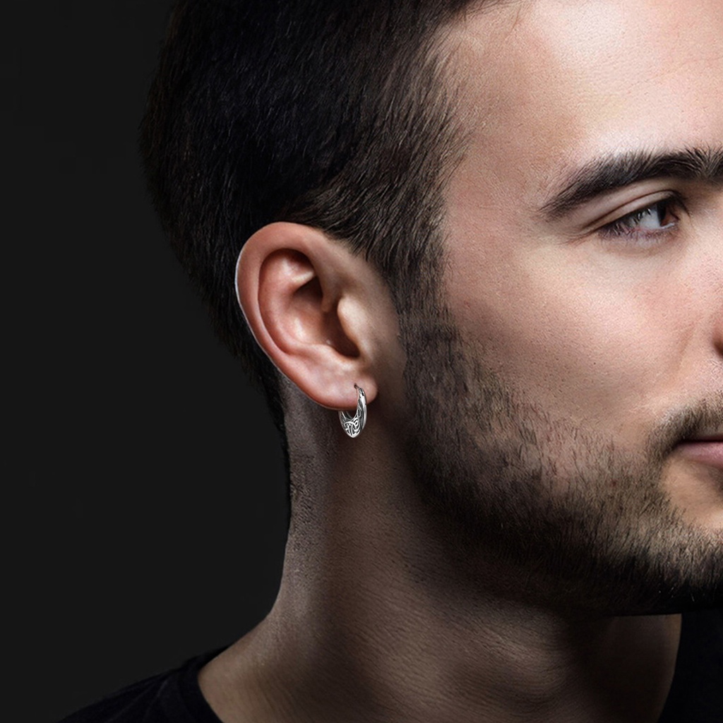 Vnox Bông Tai Hình Nút Thắt Bằng Thép Không Gỉ Màu Sáng Thời Trang Cho Nam