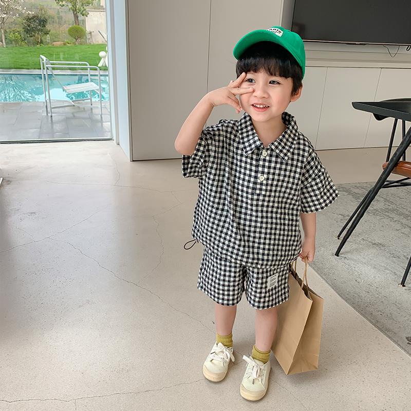 Bộ Đồ Vest Họa Tiết Sọc Caro Trắng Đen Thời Trang Mùa Hè Cho Bé Trai