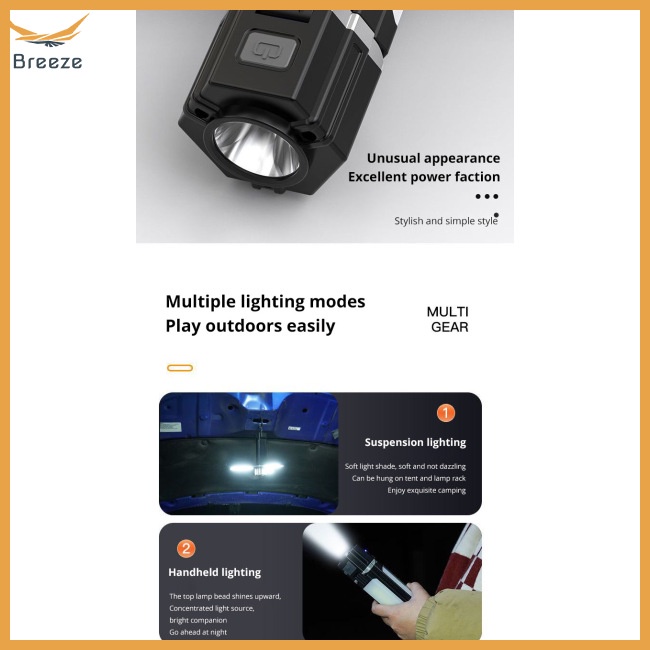 Đèn Pin Cắm Trại 5 Chế Độ Kèm Sạc Tiện Dụng Chất Lượng Cao