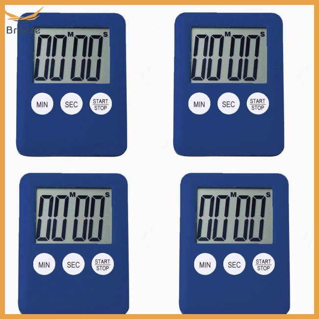 Set 4 Đồng Hồ Hẹn Giờ Mini Màn Hình Lcd Siêu Mỏng Dùng Cho Nhà Bếp