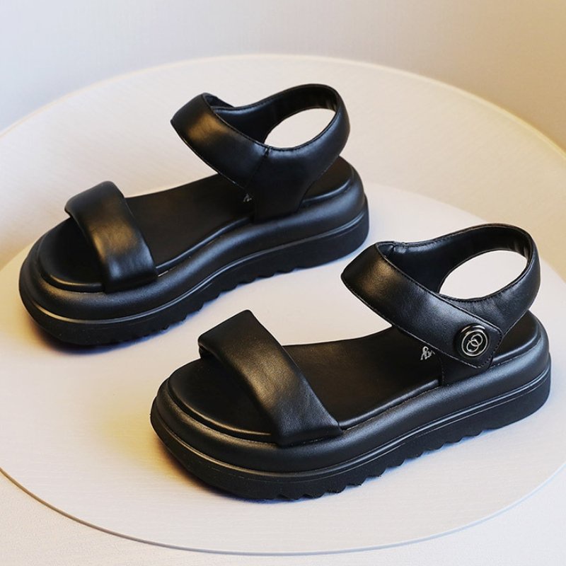 𝐂𝐚𝐦 𝐒𝐡𝐨𝐩-sandal 2 quai ngang dép xăng đan nữ OO đế cao da mềm