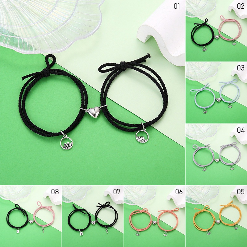 Set 2 Vòng Tay Hợp Kim Khóa Nam Châm Thời Trang Cho Cặp Đôi