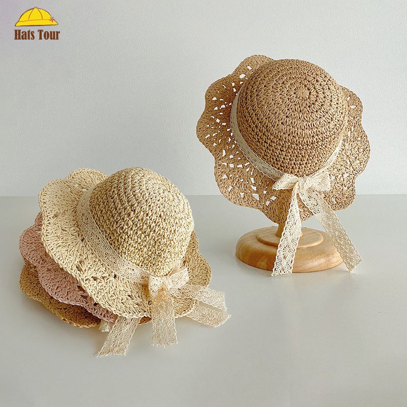 Nón Cói Chống Nắng Đính Nơ Phong Cách Hàn Quốc Cho Bé Gái 2-6 Tuổi