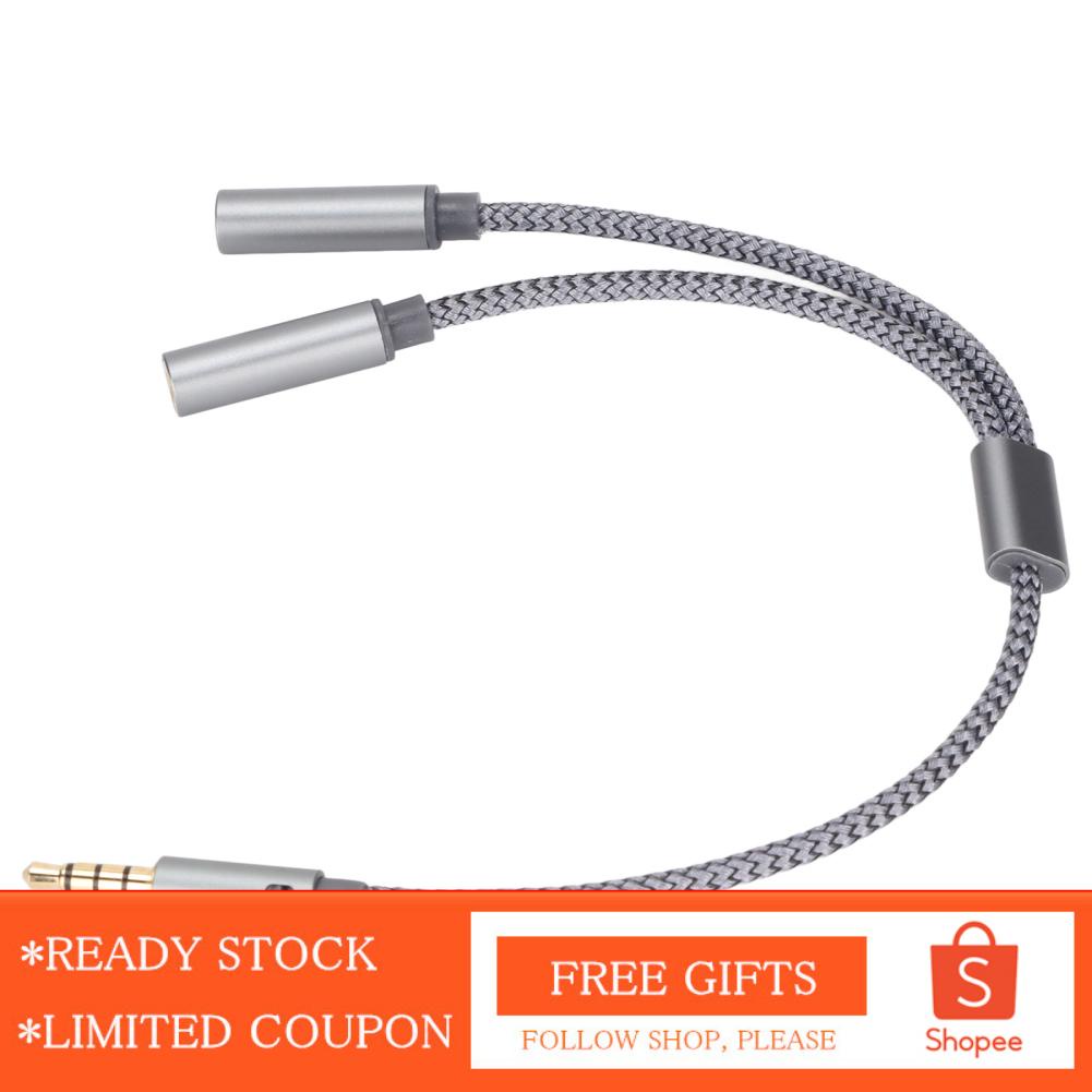 Alwaysonline Headphone Extension Cable 4 Pole Gold Plated Male to Two Female Y for Notebook Phone Computer