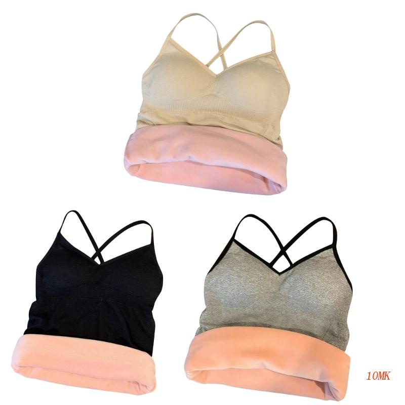 Áo Lót Lông Cừu Hai Dây Cổ Chữ V Màu Trơn Gợi Cảm Cho Nữ