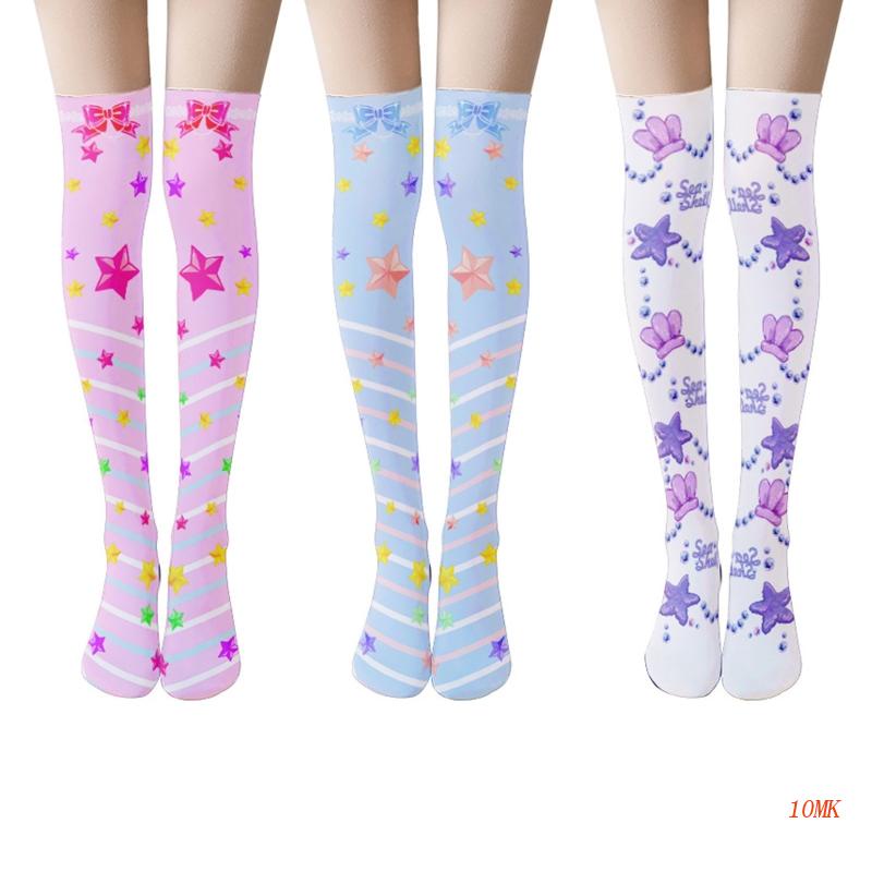 Tất Dài Qua Gối In Hình Ngôi Sao Ngọt Ngào Phong Cách Lolita