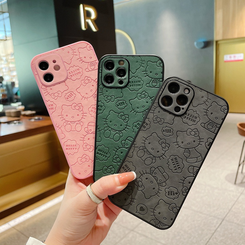Ốp Điện Thoại Da Chống Sốc In Hình Hello Kitty Dễ Thương Cho Iphone 12pro max 11 13 14PRO