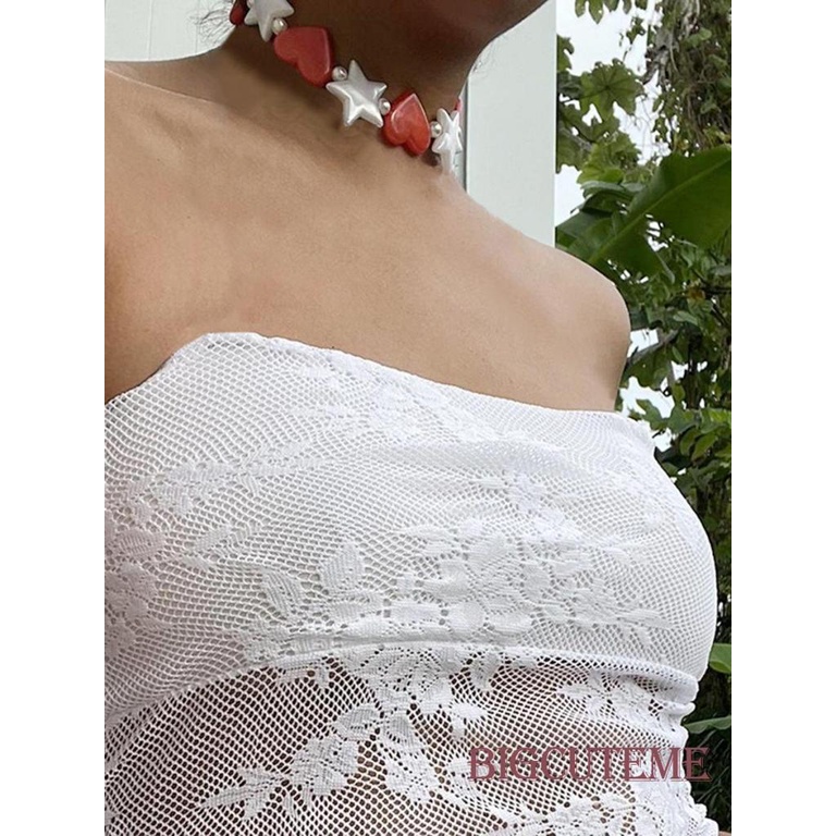 Bộ Trang Phục 2 Mảnh Gồm Áo Ren Hở Lưng Màu Trơn Và Chân Váy Chữ A Mini Co Giãn Thời Trang Cho Nữ