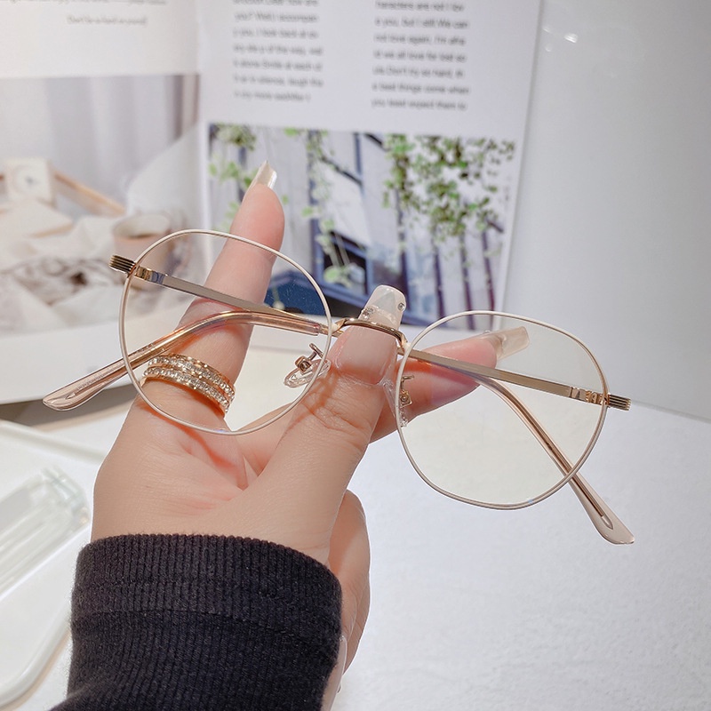 kính kim loại mắt kính thời trang nữ gọng kính kim loại gọng kính tròn