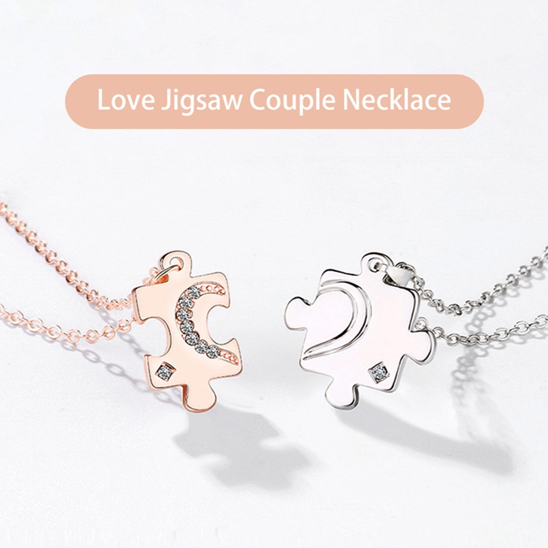 Cặp Dây Chuyền Mặt Mảnh Ghép Trái Tim Đơn Giản Thời Trang Cho Cặp Đôi