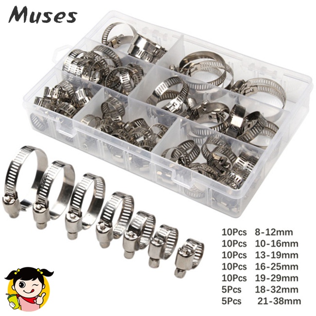 Set 60 Vòng Kẹp Ống Dẫn Nhiên Liệu Xe Hơi Bằng Thép Không Gỉ 8-38mm Có Thể Điều Chỉnh