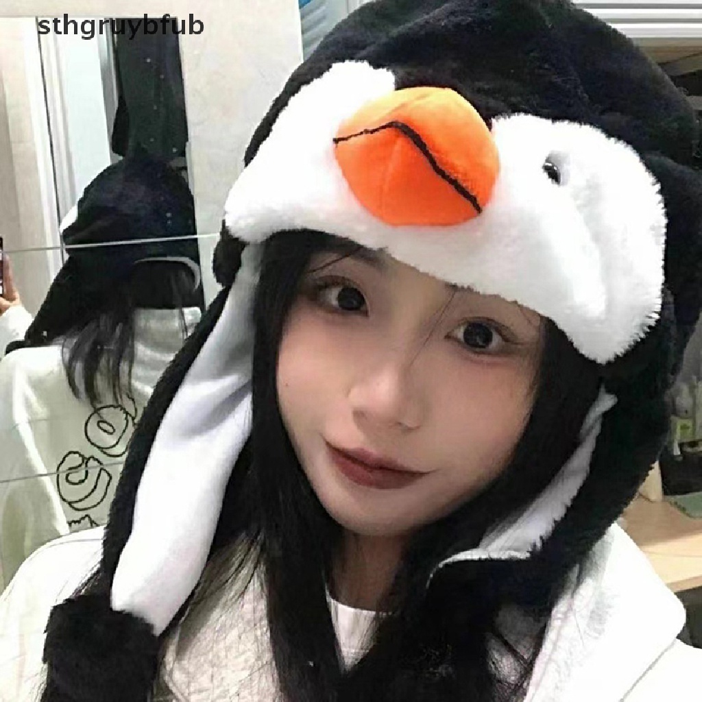 1 Mũ Giữ Ấm Hình Chim Cánh Cụt Nhồi Bông Đáng Yêu