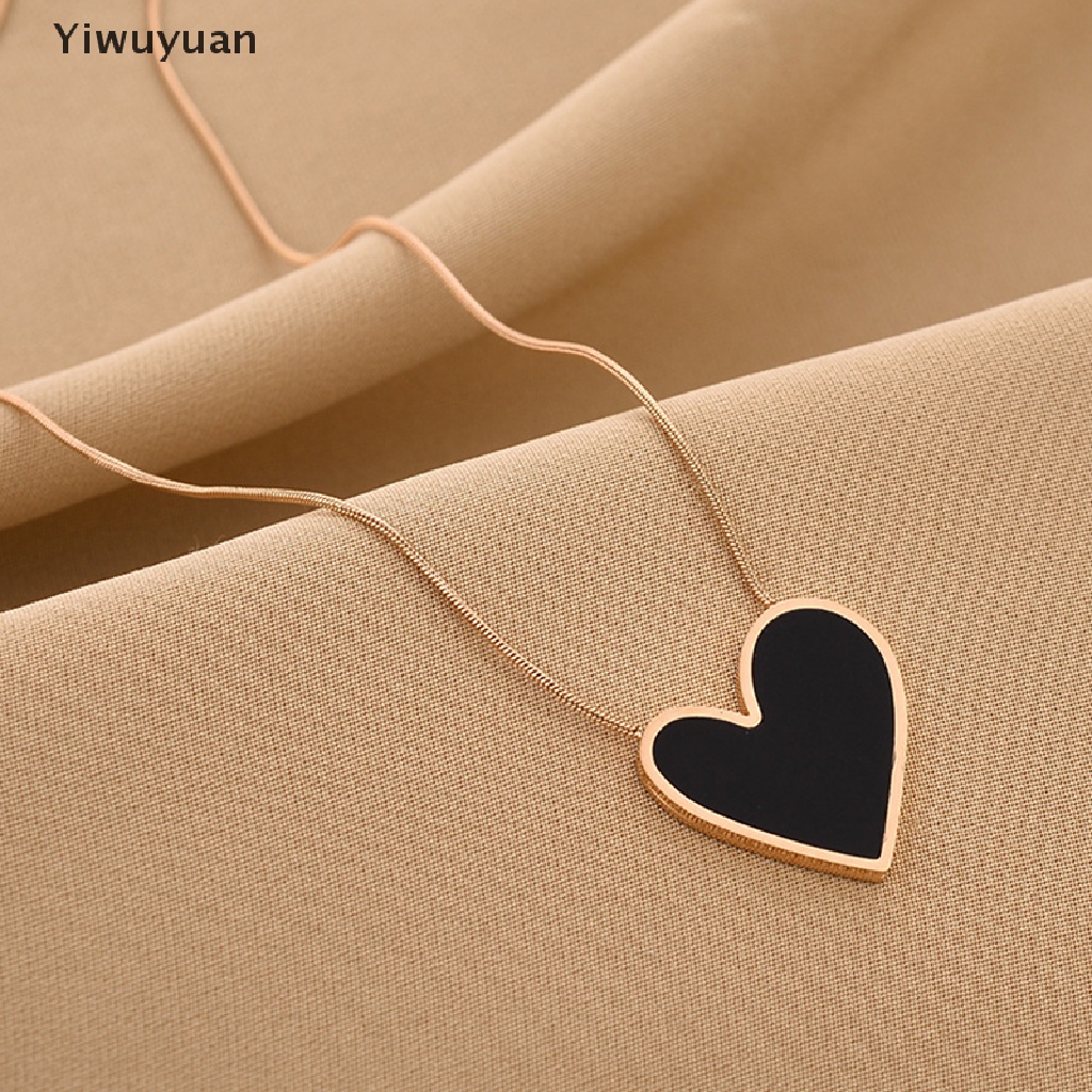 < Yiwuyuan > Vòng cổ Mặt Hình Trái Tim Vỏ Sò Trắng Đen Bằng Thép Không Gỉ Thời Trang Hàn Quốc Cho Nữ Đang Giảm Giá