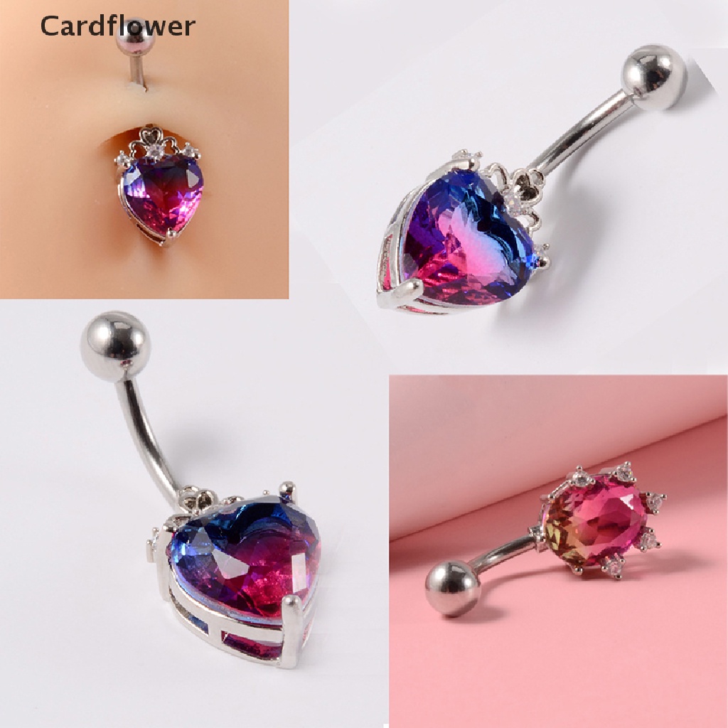 1 Khuyên Rốn Thép Phẫu Thuật Đính Đá Zircon Hình Trái Tim Dễ Thương
