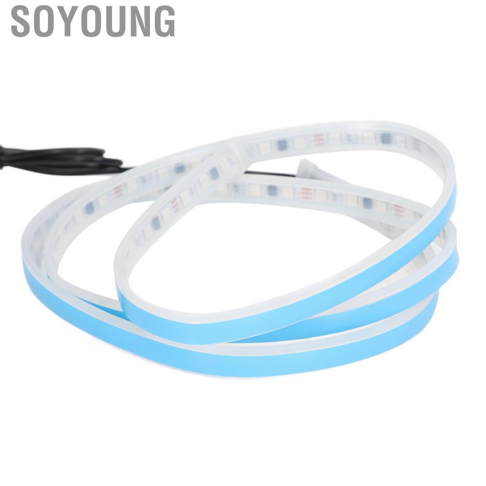 Soyoung 59in Car Hood Strip Light 5W 12V RGB  Control Waterproof Exterior Ambient Lighting Universal Fit for