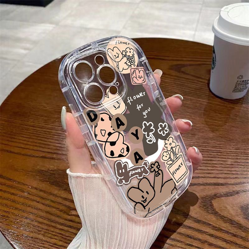 ✅Ốp Điện Thoại Dẻo Trong Suốt Họa Tiết Chú Thỏ &amp; Hoa Xinh Xắn Chống Sốc Cho Iphone1113 Xr8Piphone14 / xs12 promax / 7 UE84