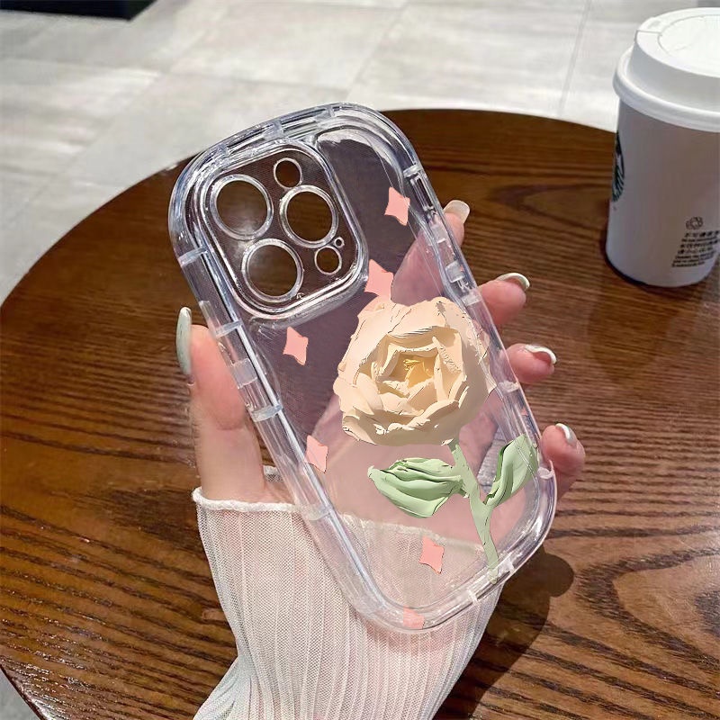 ✅Ốp Điện Thoại Mềm Trong Suốt Chống Sốc In Hình Tranh Sơn Dầu Hoa Hồng Cho Iphone 8p12 / promax / 147Xsxr 11 13