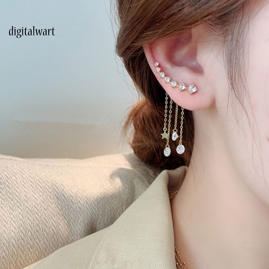 Kỹ Thuật Số| 1 Đôi Bông Tai Dáng Dài Đính Đá Lấp Lánh Thời Trang Cao Cấp Cho Nữ