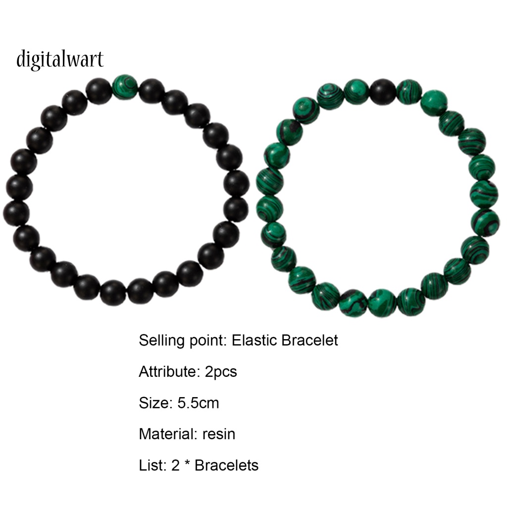 Kỹ Thuật Số| Set 2 Vòng Tay Đá Mắt Hổ Màu Xanh Lá / Đen Thoải Mái Thời Trang Hàng Ngày