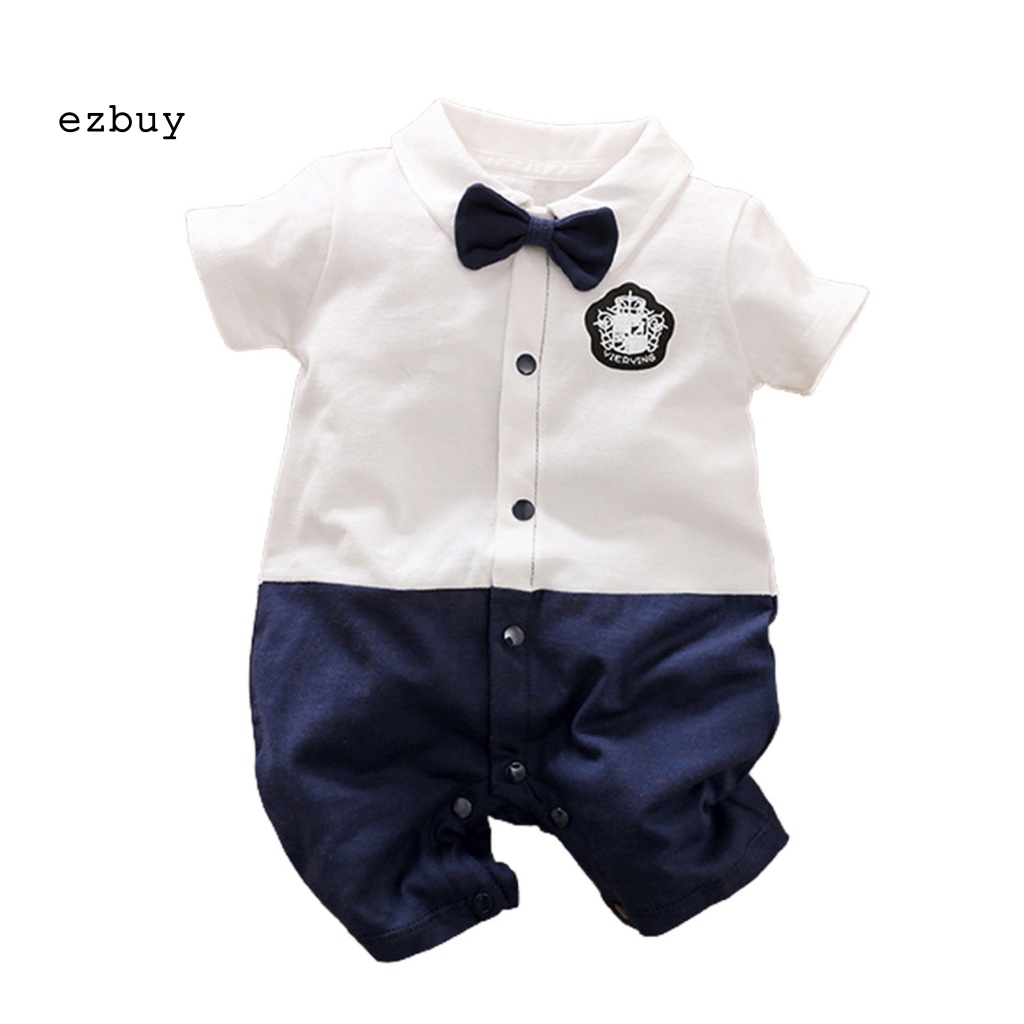 Bộ Đồ Ngủ Liền Thân Tay Ngắn Phong Cách Quý Ông Thời Trang Xuân Hè Cho Bé Sơ Sinh