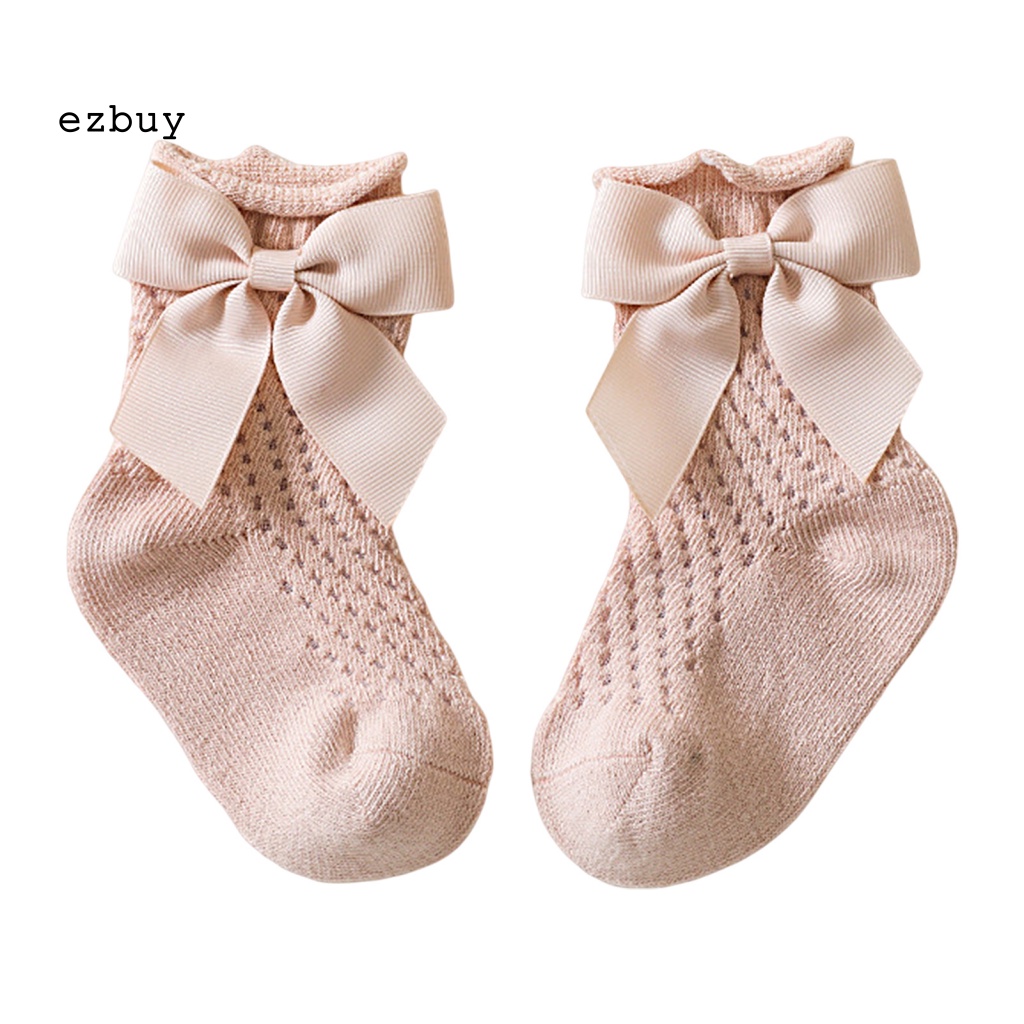 1 Đôi Tất Cotton Chống Trượt Thoáng Khí Đính Nơ Thời Trang Xuân Hè Cho Bé Sơ Sinh