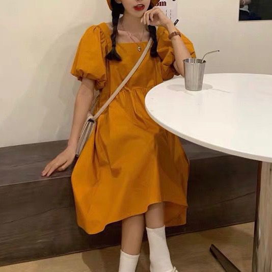 Set Áo Cổ Vuông Tay Phồng Phối Chân Váy Thời Trang Hàn Quốc Xinh Xắn Cho Nữ