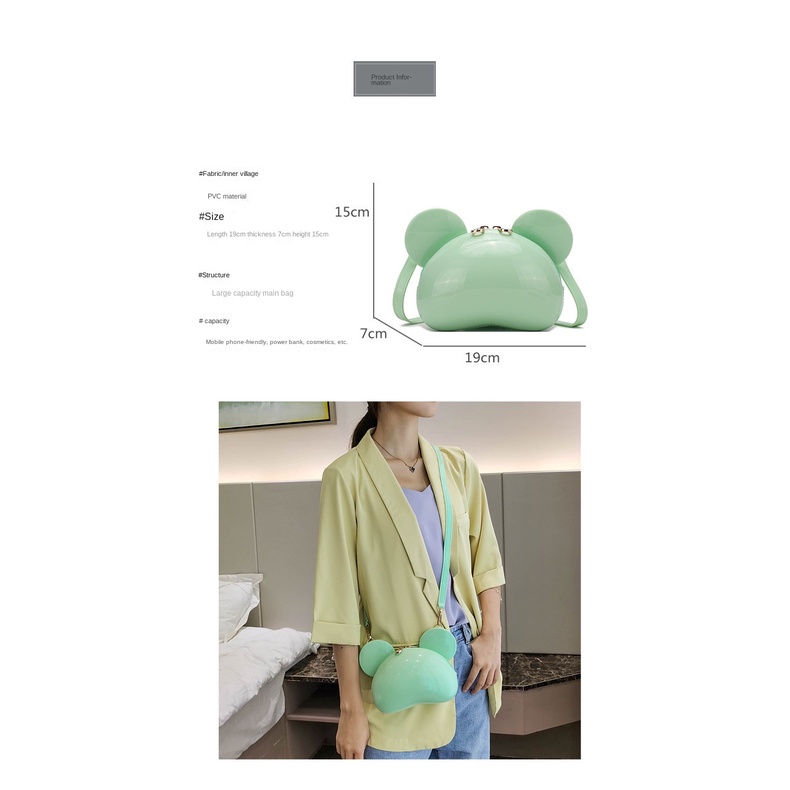 Túi Đeo Chéo Bằng PVC Thiết Kế Hình Tai Chuột Mickey Dễ Thương Giản Dị