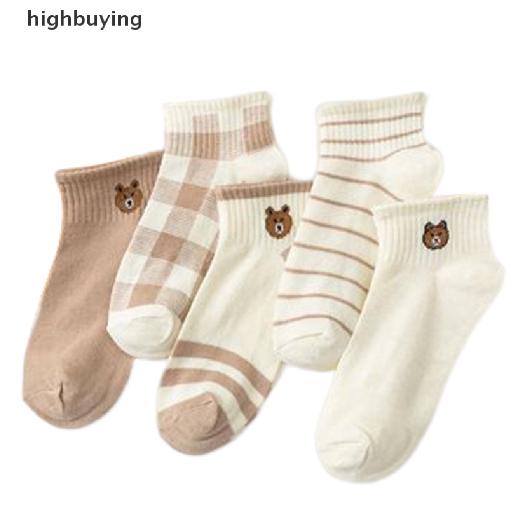 Vớ Thể Thao Cổ Thuyền Mỏng Kẻ Sọc In Hình Gấu Belle Dễ Thương Phong Cách Nhật Bản Cho Nữ