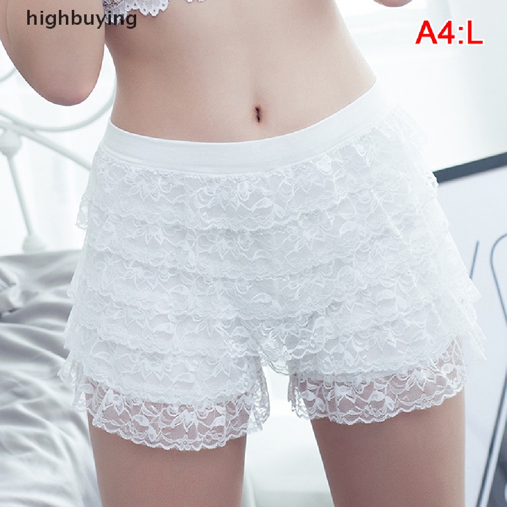 Quần Lót Ngắn Lưng Thun Phối Ren Co Giãn Phong Cách Lolita