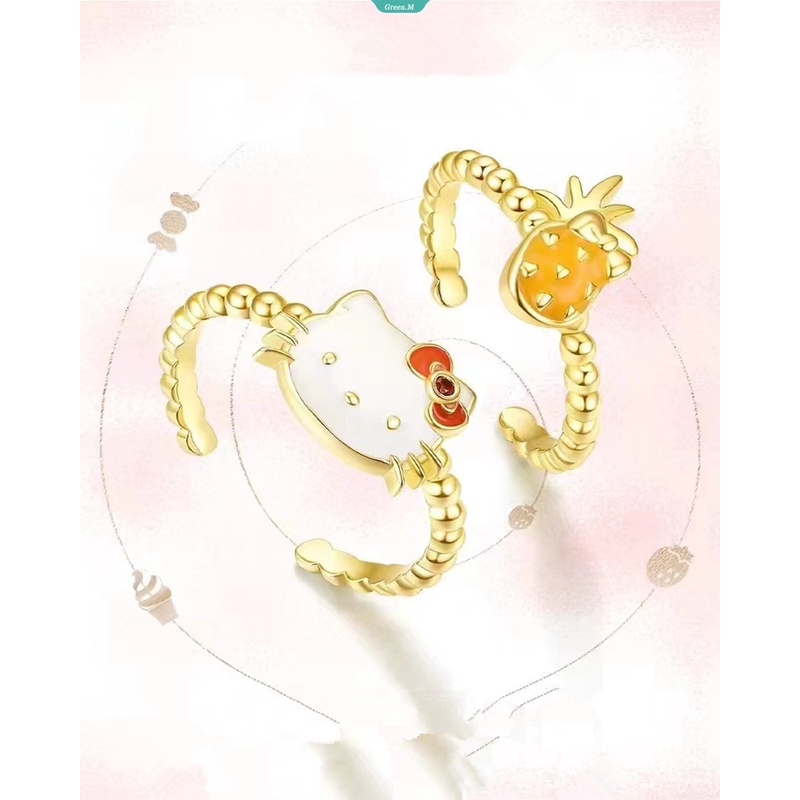 Nhẫn Đeo Tay Có Thể Điều Chỉnh Họa Tiết Hoạt Hình Hello Kitty Dứa Dễ Thương
