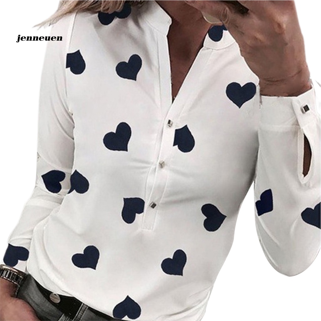 Jen Áo Sơ Mi Cổ Đứng In Hoa Mặc Hàng Ngày Cho Nữ