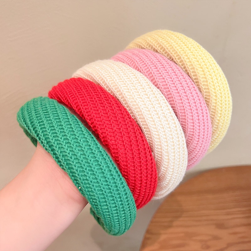 Băng Đô Len Bản Rộng Cá Tính Nhiều Màu Sắc Phụ Kiện Tóc Cho Nữ
