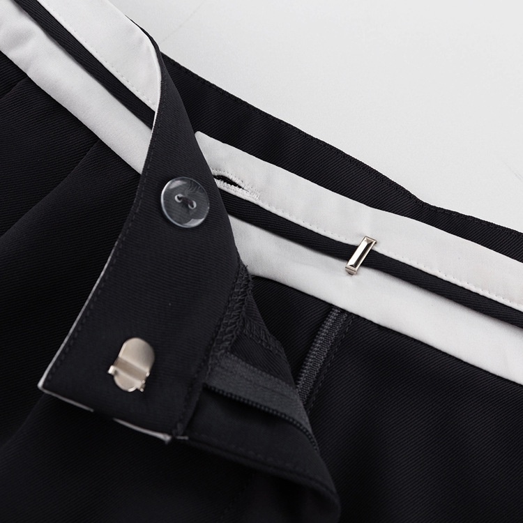 DUNEA Quần Dài Nữ Ống Rộng Lưng Cao Phối Hai Màu Trắng Đen Gợi Cảm