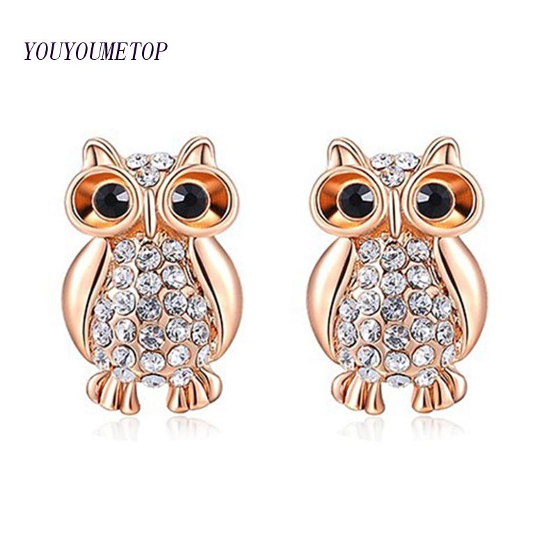 Bông Tai Hình Chim Cú Đính Đá Lấp Lánh Thời Trang Cho Nữ