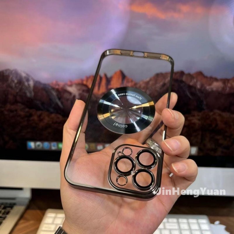 Ốp Điện Thoại Cứng Trong Suốt Mạ Điện Từ Tính Chống Vàng Cho IPhone 14 13 12 Pro Max 14Plus