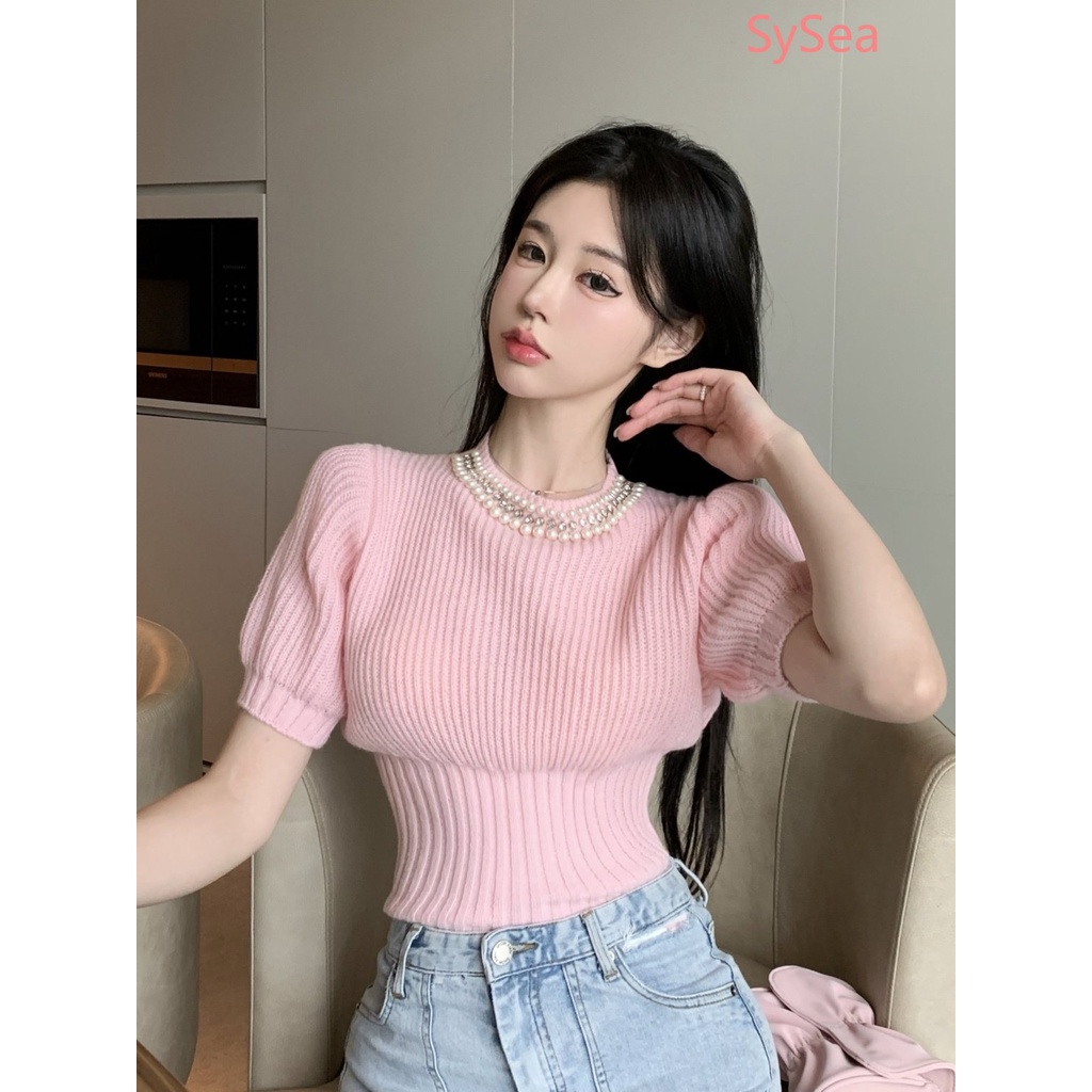 Áo Dệt Kim Tay Phồng Thời Trang Mùa Hè Hàn Quốc Dành Cho Nữ