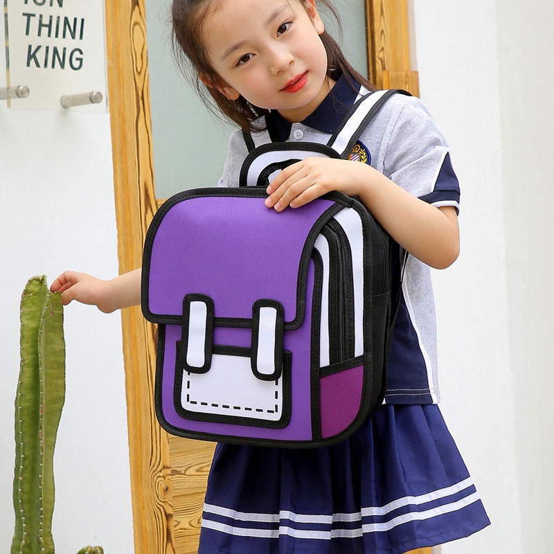 Ba Lô Hoạt Hình 2D Chống Thấm Nước Xinh Xắn Dành Cho Bé